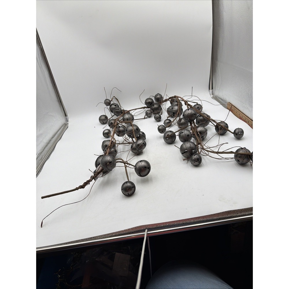 Sullivan's Primitive Rustic Twig Gray Jingle Bell Garland 5 Ft. Long Christmas